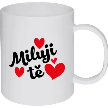 Hrnek 330 ml - plastový Miluji tě - srdíčka