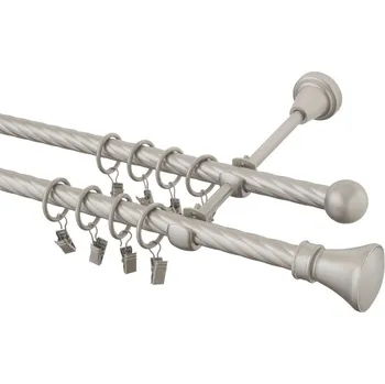 Garnýž Garnýž kovová 240 cm kroucená dvouřadá - dvojitá 16 Koloseo chrom mat