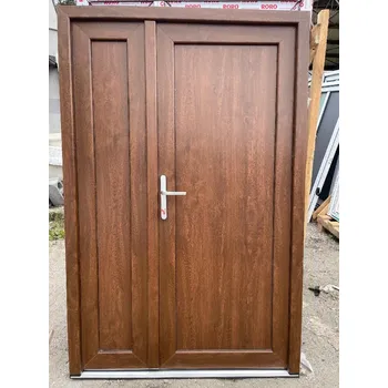 Vchodové dveře SOFT vchodové plastové dveře LANKA plné hladké ořech, bílá, 130x200 cm