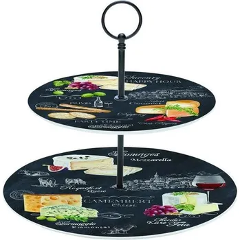 Talíř Easy Life, Itálie Easy Life - Dvoupatrový porcelánový etažér Patery v dárkové krabičce - průměr 21,5 a 27,5 cm