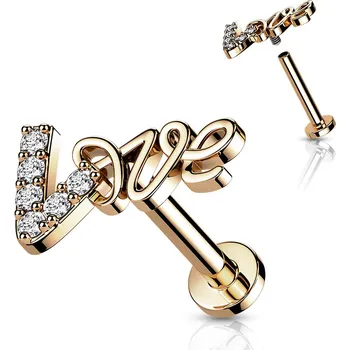 Piercing Šperky4U Zlacený piercing do brady Love - LB1097RD-1206