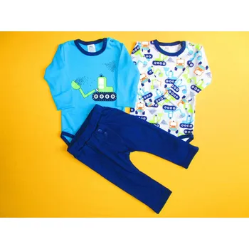 Kojenecká souprava Arex, ČR Kojenecký chlapecký trojdílný set, dlouhý rukáv Barva: tmavě modrá+tyrkysová, Velikost: 68