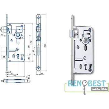 zadlabací zámek HOBES Zámek zadlabací 537 C, rozteč 90 mm, zádlab 80 mm Varianty: 537 C