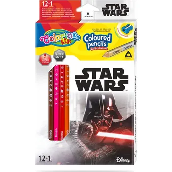 Kresba Colorino Star Wars Trojhranné pastelky 12 ks + ořezávátko