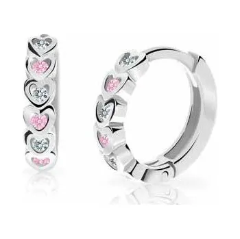 Náušnice Cutie Jewellery Dětské náušnice kroužky z bílého zlata C3339B-Růžová
