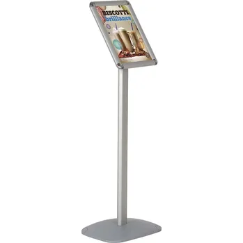 Kancelářský nábytek Stojan na noze - Decor Menuboard A4 - Oblý roh - Stříbrný