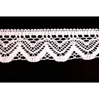 Krajka Krajka bavlněná 75301 paličkovaná šíře 58mm bílá (30m/bal.)