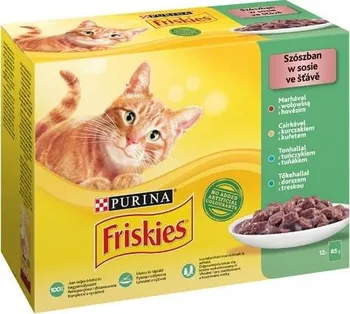 Krmivo pro kočku Friskies Maso ve šťávě hovězí/kuře/tuňák/treska 12 x 85 g