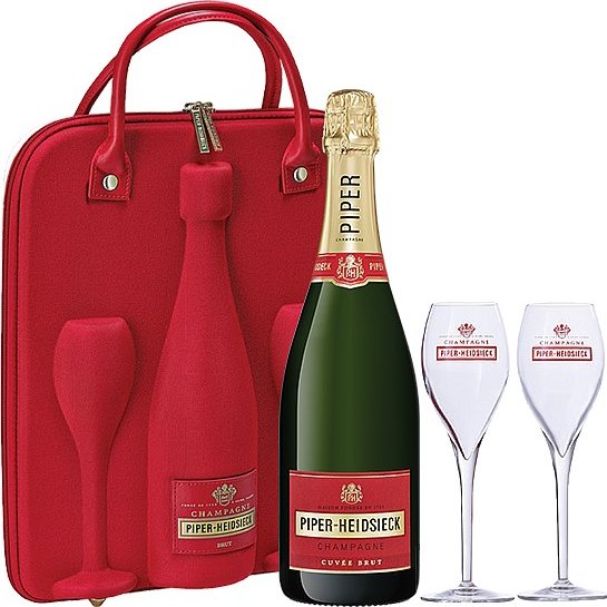 Piper-Heidsieck Cuvee Brut in Travel Case with Two Champagne