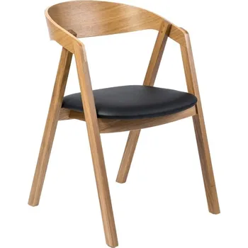 Jídelní židle FormWood Přírodní dubové křeslo Henry s černou koženkou