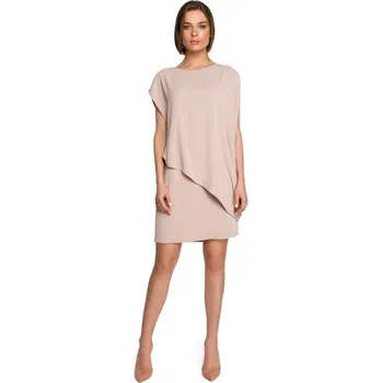 Dámské šaty S262 Vrstvené šaty - béžové EU XXL