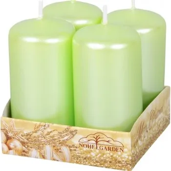 Svíčka Nohel Garden Svíčka adventní metalická lesklá - světle zelená - d4x8cm 4ks