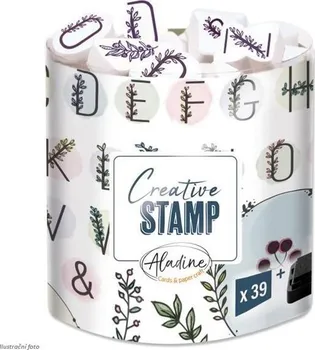 Razítko AladinE Creative Stamp Květinová abeceda a věnečky 39 ks