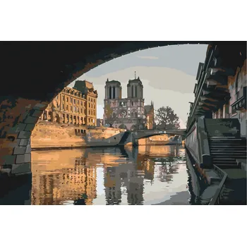 Malování podle čísel - Katedrála Notre-Dame Velikost: 40x60cm, Rámování: Pouze srolované plátno