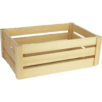 Obal na květináč Bedýnka dřevěná přírodní - střední - 28 x17x12 cm