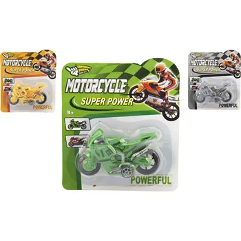 Hračka Teddies Motorka silniční plast 10cm na zpětné natažení 3 barvy na kartě