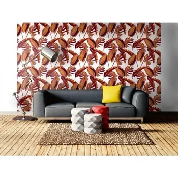 Tapeta DIMEX | Vliesová tapeta na zeď Dimex Line WP-034-04 | 0,75 x 10 m | oranžová, hnědá, bílá + Vliesová tapeta na zeď Dimex Line WP03501 v rozměru 0,75 x 10 m