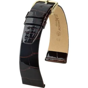 Módní doplněk Kožený řemínek Hirsch Prestige M 02307110-1, hnědý, aligátoří kůže, délka M, Quick Release