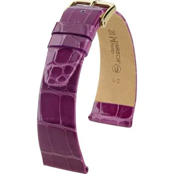 Řemínek na hodinky Kožený řemínek Hirsch Prestige M 02307187-1, fialový, aligátoří kůže, délka M, Quick Release - 14 mm (spona 12mm)