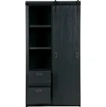 WOOOD Černá borovicová skříň Juno 230 x 122 cm