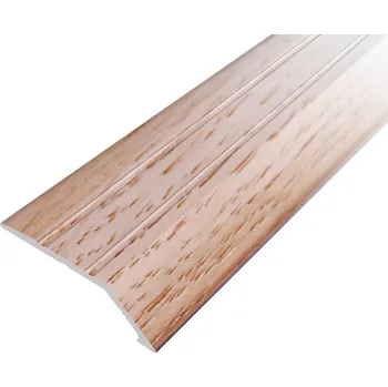 Stavební profil AP3 nájezdová lišta samolepící ACARA, hliník + dýha nelakovaná dub, 8 mm, 0,9 m