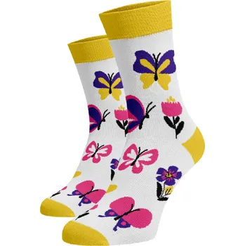 Dámské ponožky Veselé ponožky Motýli Bílá Bavlna 39-41