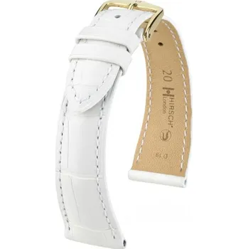 Řemínek na hodinky Kožený řemínek Hirsch London L 04307009-1, bílý, aligátoří kůže, délka L, Quick Release - 20 mm (spona 18mm)
