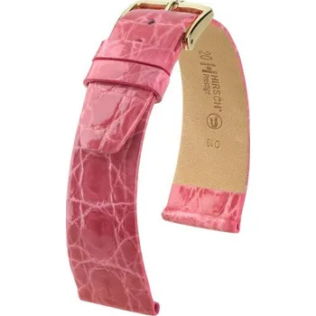 Řemínek na hodinky Kožený řemínek Hirsch Prestige L 02208025-1, růžový, krokodýlí kůže, délka L, Quick Release