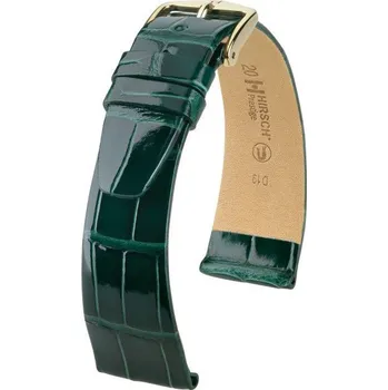 Módní doplněk Kožený řemínek Hirsch Prestige M 02307141-1, zelený, aligátoří kůže, délka M, Quick Release
