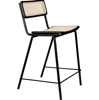 Barová židle Černá ratanová barová židle ZUIVER JORT 66,5 cm