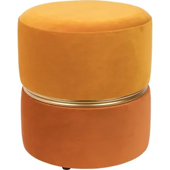 Taburet White Label Žlutá sametová taburetka WLL Bubbly