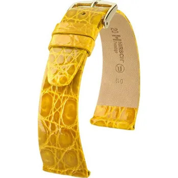 Řemínek na hodinky Kožený řemínek Hirsch Prestige L 02208072-1, žlutý, krokodýlí kůže, délka L, Quick Release - 18 mm