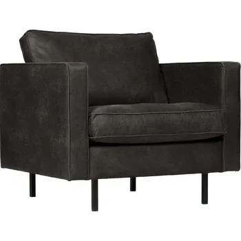 Křeslo WOOOD Černé koženkové křeslo Raden s prošíváním