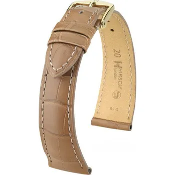 Módní doplněk Kožený řemínek Hirsch London M 04207199-1, béžový, aligátoří kůže, délka M, Quick Release