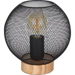 Globo 15663T PABLO - Stolní vintage svítidlo s dřevěným podstavcem, 1 x E27, Ø 20cm (Stolní lampa ve vintage stylu)