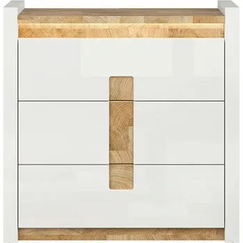 Komoda Brwcz ALAMEDA KOM3S bílý lesk/dub westminster