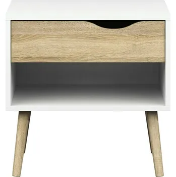 Noční stolek FalcoNabytek Noční stolek Retro 394 bílá/dub sonoma