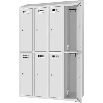 Skříň na dobíjení elektrického nářadí a elektroniky, 8 schránek, v x š x h: 1800x1200x500 mm, dveře šedé RAL7035