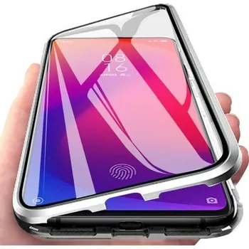 Pouzdro na mobilní telefon Beweare Magnetický oboustranný kryt s tvrzeným sklem na Xiaomi Redmi 9T / Poco M3 - stříbrný