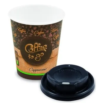 Jednorázové nádobí WIMEX Coffee to go papírový kelímek 280 ml + víčko černé 10 ks