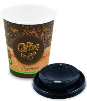 Jednorázové nádobí WIMEX Coffee to go papírový kelímek 280 ml + víčko černé 10 ks