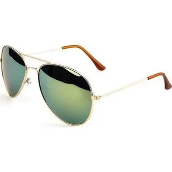 Sluneční brýle pilotky zelené zrcadlové - zlatý rám Air Force MZAV-04G