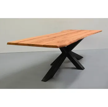 Jídelní stůl HAHNHOLZ Stůl z masivního dřeva v kombinaci s křížovým rámem (BUK) Objednat v délce: 140 cm, šířka: 80 cm, výška: 70 cm