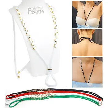 Náhrdelník Foxette Řetízkový Náhrdelník na Podprsenku Zlacený - Bílá JF_0333