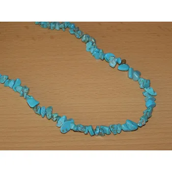 Drahý kámen Tyrkenit modrozelený - Náhrdelník - tromlované kameny - kntr6