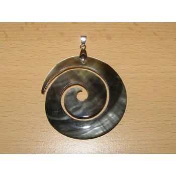 Drahý kámen Perleť tmavá - Přívěsek - spirála - kpp27