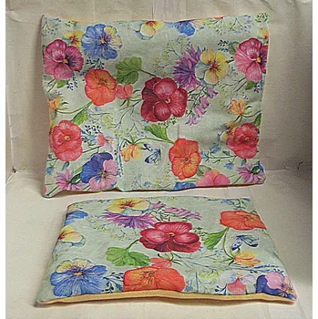 Doplněk pro panenku Plymo do kočárku pro panenky Polštářek a peřinka s výplní Velké Kytky bežová