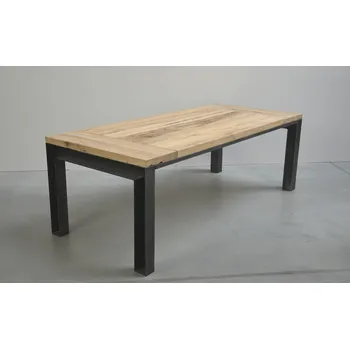 Jídelní stůl HAHNHOLZ Jídelní stůl z recyklovaného dubového dřeva s rámem z ušlechtilé oceli Objednat v délce: 140 cm, šířka: 80 cm, výška: 60 cm
