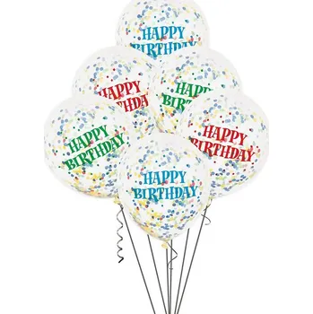 Balónek Unique - 6 latexových balónků s konfetami (30 cm) -