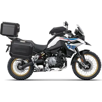 Zavazadlo na motocykl Kompletní sada černých hliníkových kufrů SHAD TERRA BLACK, 37L topcase 36L/47L boční kufry, včetně montážní sady a plotny SHAD BMW F 750 GS/ F 850 GS/ F 850 GS Adventure